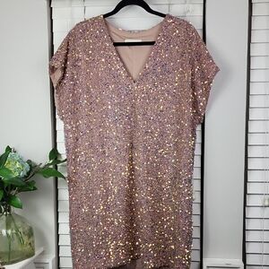 Together Pink Sequin-Trim tunic. Size L